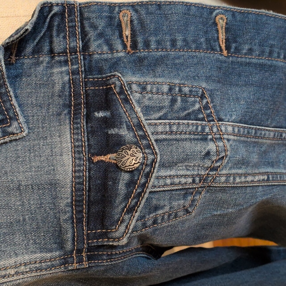 Prana Distressed Blue Jean Jacket - Picture 6 of 14